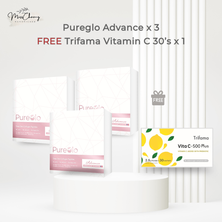 Pureglo Advance x 3 FREE Trifama Vit C 30s x 1 box