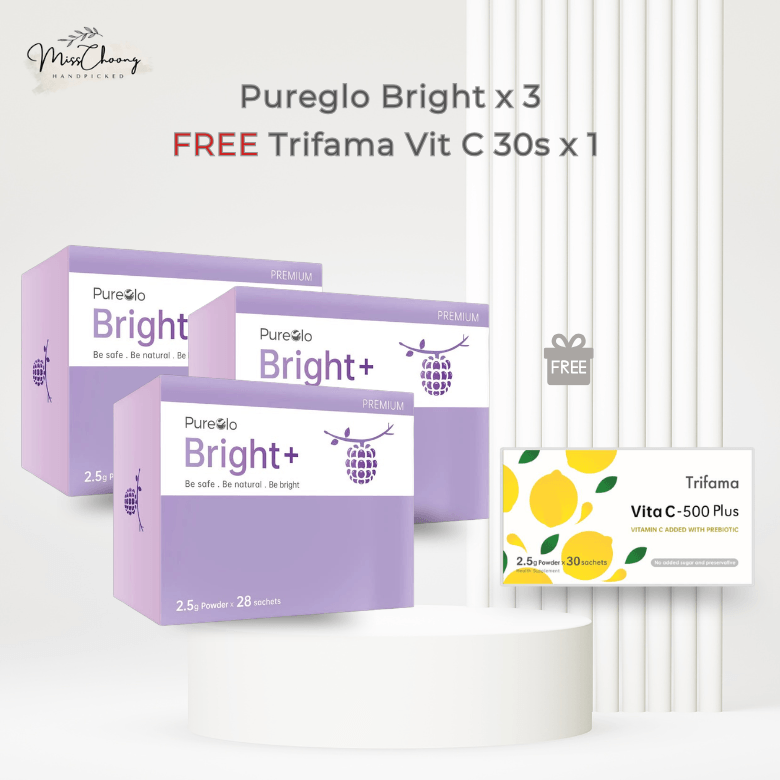 Pureglo Bright x 3 FREE Trifama Vit C 30s x 1 BOX